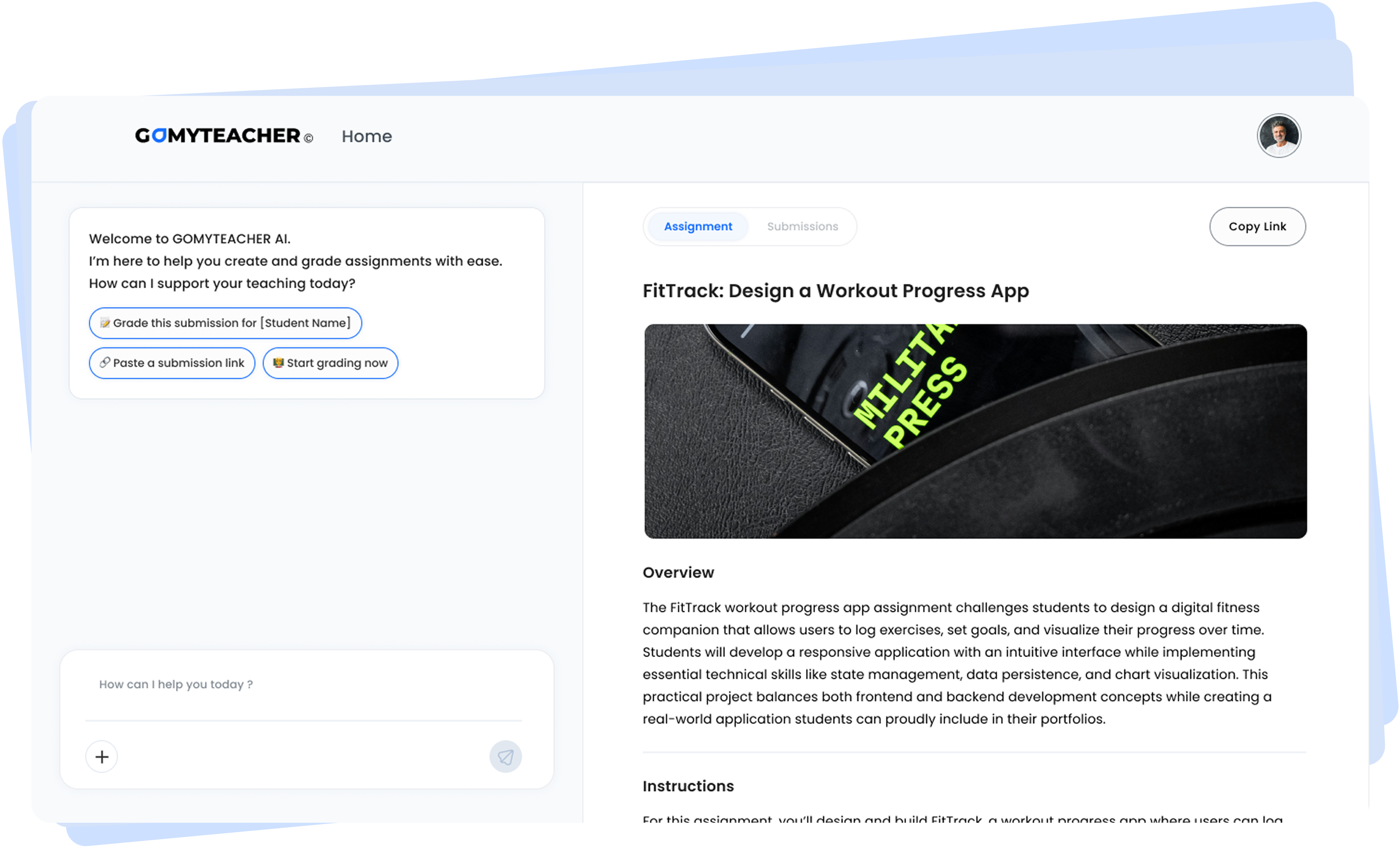 AI-powered grading interface